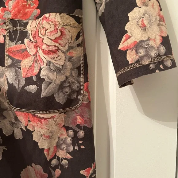 MONARC | Anthropology Faux Suede Floral Open Front Cardigan Size XS - Picture 8 of 9